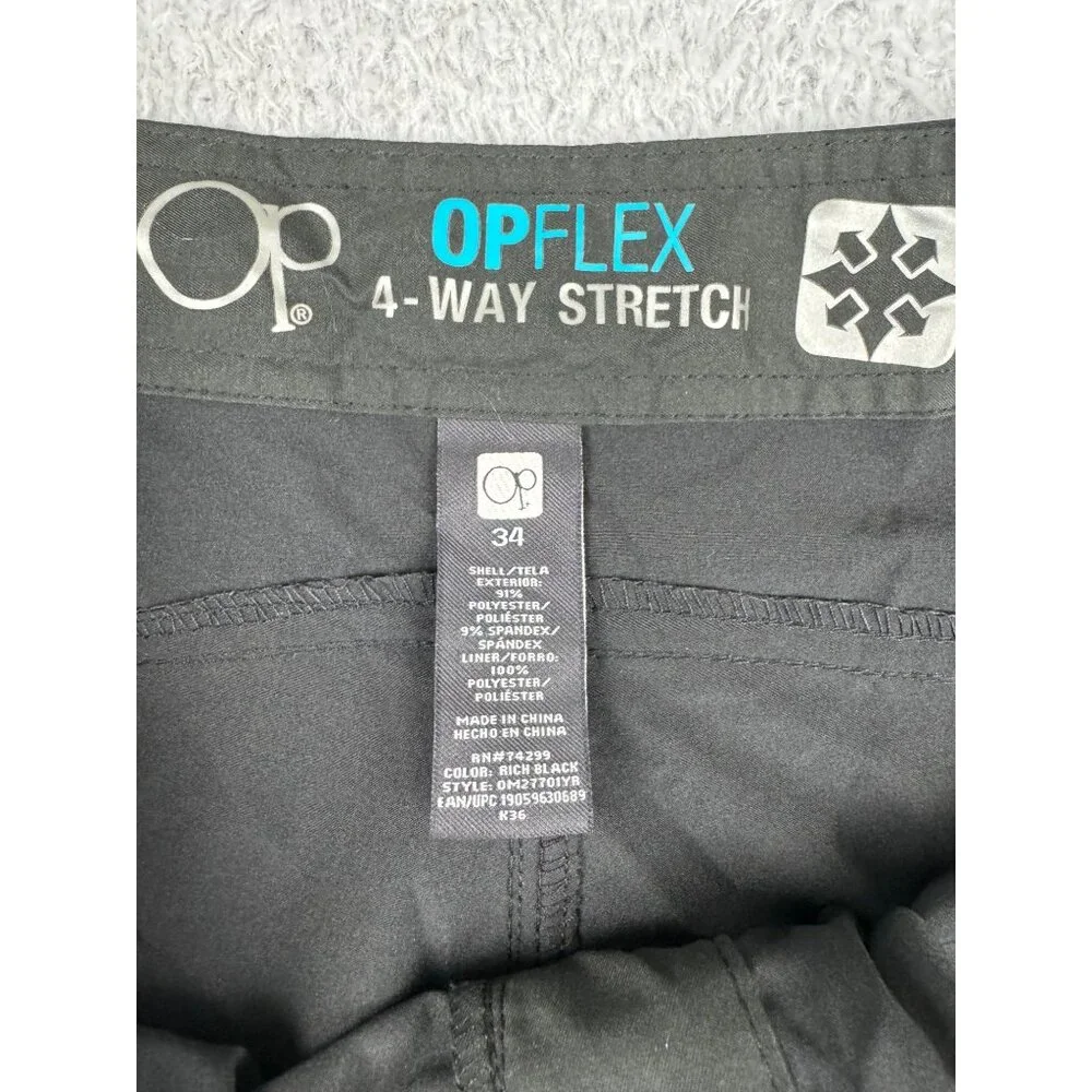 Mens Black OPFlex 4-Way Stretch Board Shorts 34 W/Zip Pocket Drawstring PreOwned - Picture 5 of 10